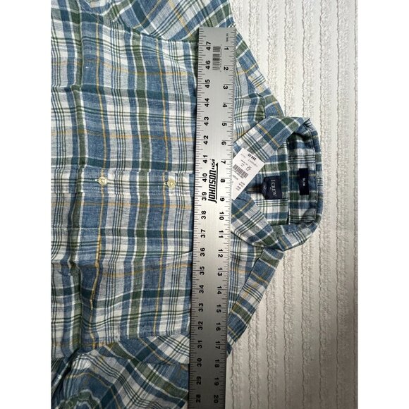 New J. Crew Men's Short-Sleeve Slim Linen-Cotton Plaid Shirt Large AL189 $59.50 - Picture 5 of 8